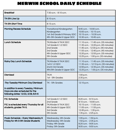 daily schedule