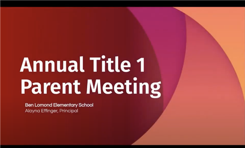 Annual Title 1 Parent Meeting