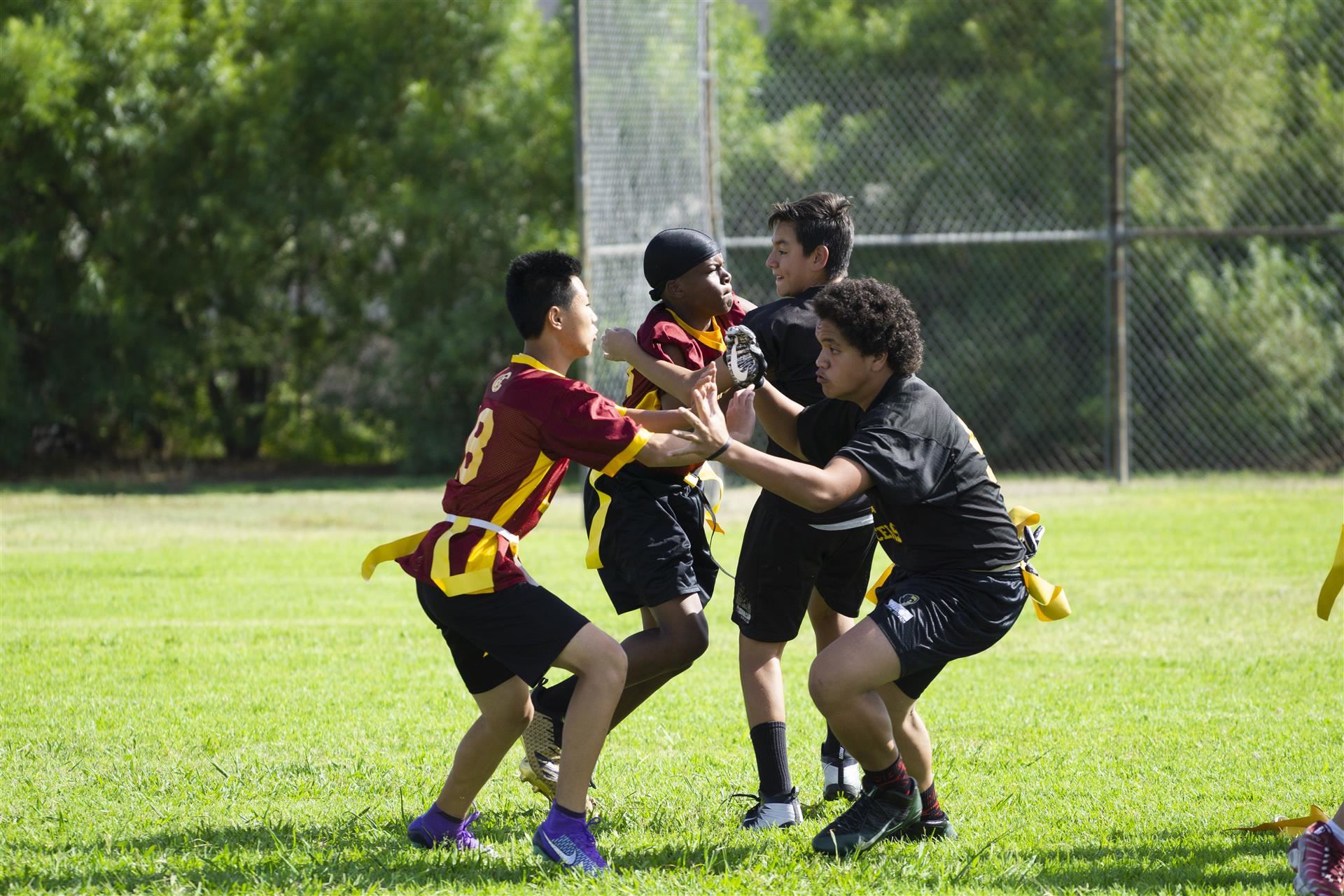 Boys Football players clash on field