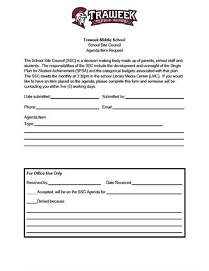 SSC Agenda Request Form SSC Agenda Request Form